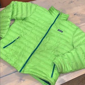 lime green down jacket